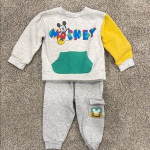 Mickey Mouse Gray and Yellow Baby Sweatsuit